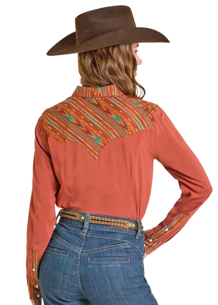 Panhandle Slim Women's Retro Multicolor Yoke Long Sleeve Snap Shirt