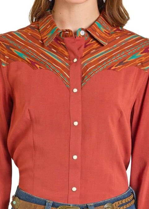 Panhandle Slim Women's Retro Multicolor Yoke Long Sleeve Snap Shirt