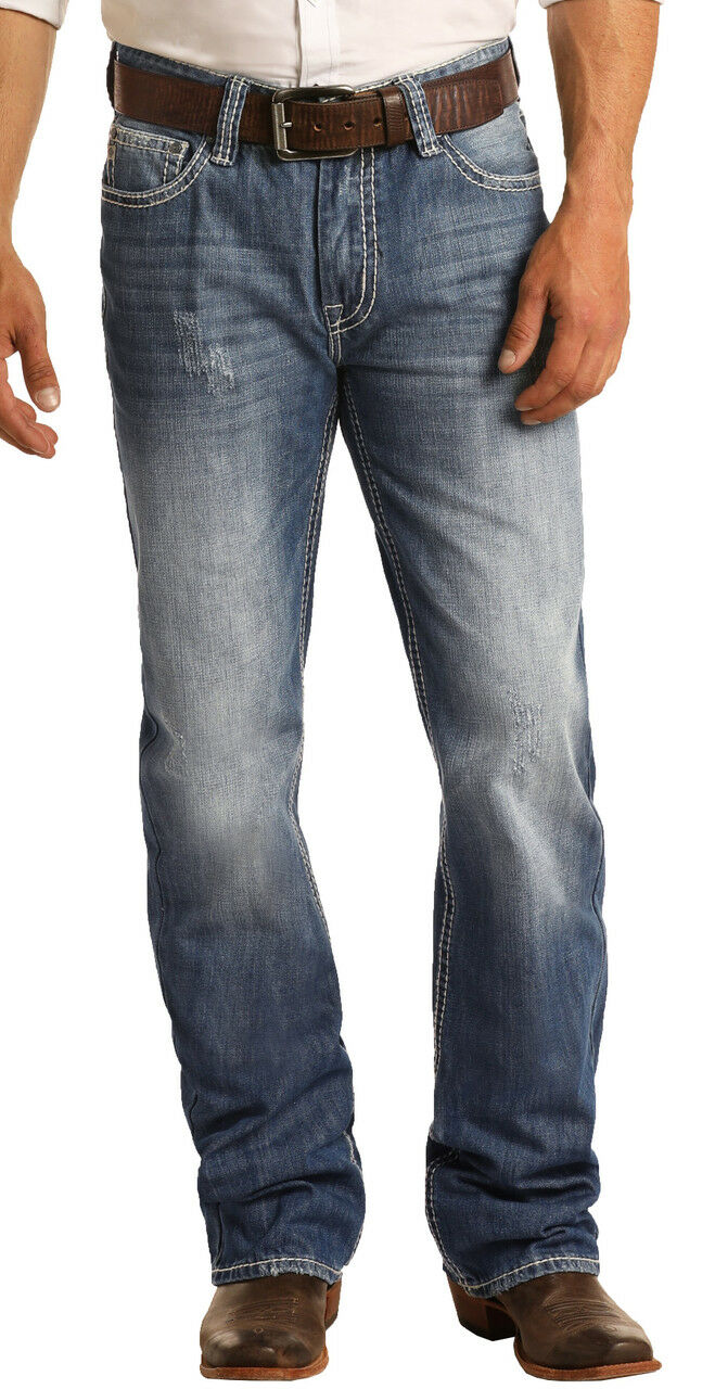 Rock &amp; Roll Denim Men&#x27;s Relaxed Straight Bootcut Jeans