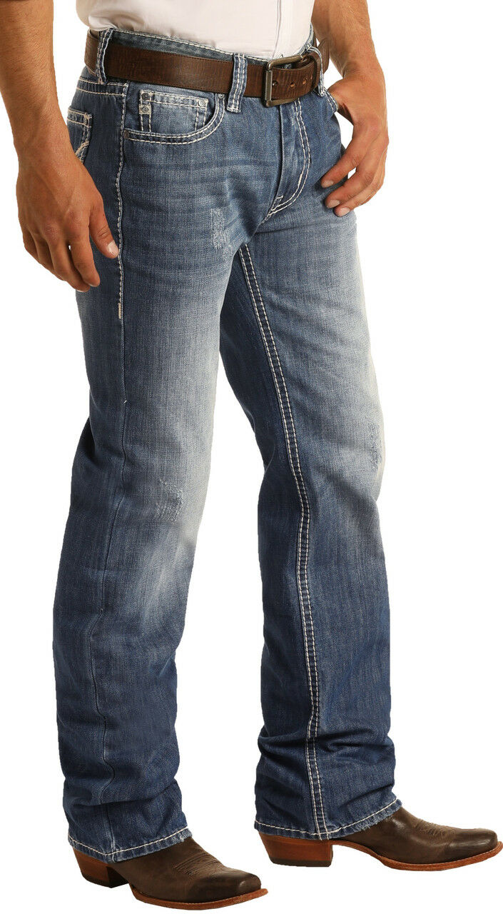 Rock &amp; Roll Denim Men&#x27;s Relaxed Straight Bootcut Jeans