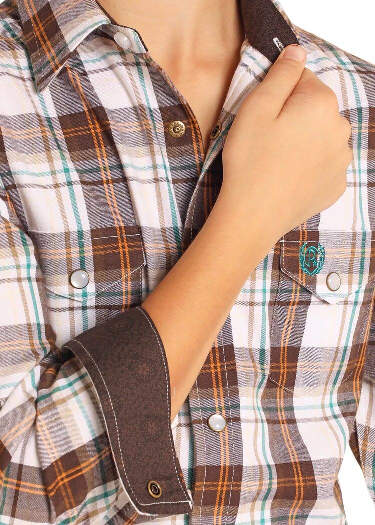 Panhandle Slim Boy's Plaid Long Sleeve Snap Shirt