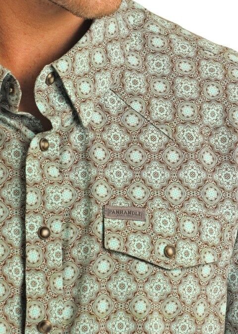 Panhandle Slim Men's Short Sleeve Medallion Print Snap Shirt