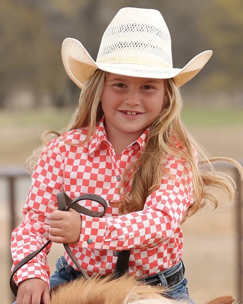 Cruel Girl Girl's Checkerboard Snap Front Western Shirt