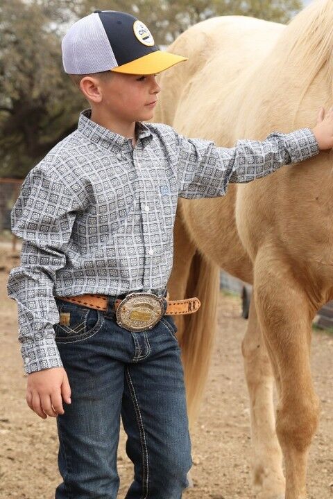 Cinch Boy's Geometric Print Button-Down Shirt