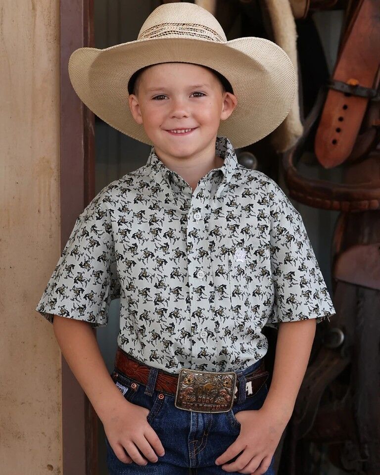 Cinch Boy's Bucking Bronco Print Button-Down Western Shirt