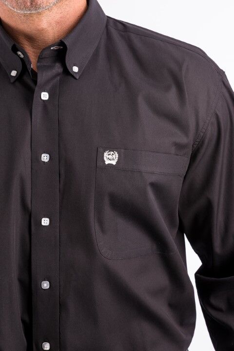 Cinch Men's Solid Button Down Western Shirt in Black