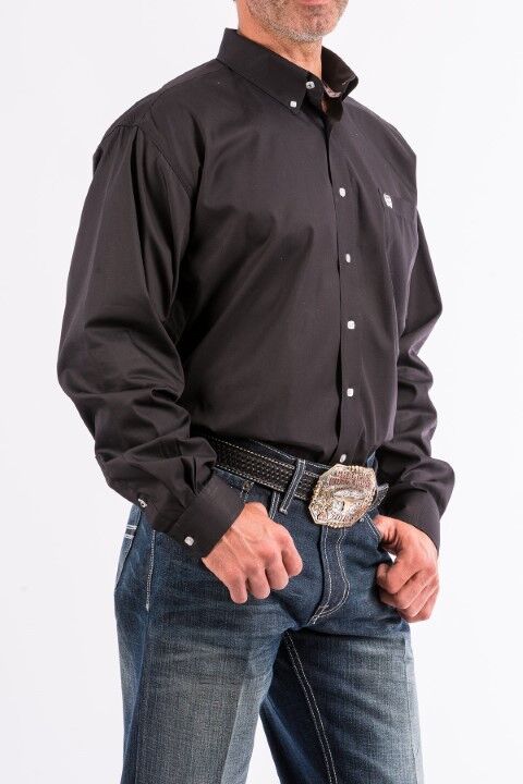 Cinch Men's Solid Button Down Western Shirt in Black