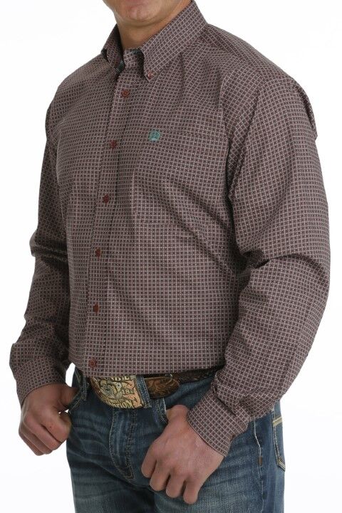 Cinch Men's Stretch Geometric Print Button Down Long Sleeve Western Shirt