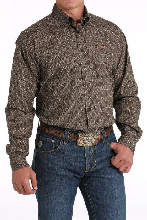 Cinch Men's Geometric Print Button Down Western Shirt