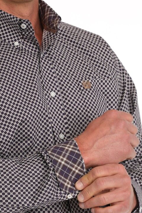 Cinch Men's Floral Print Button Down Shirt in Purple