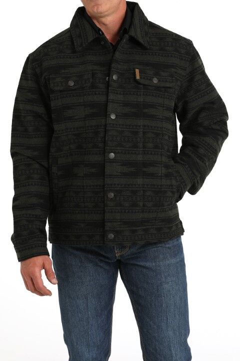 ジャケット・アウター emic etic one slieeve cape linen100% Cinch Men's Lined Trucker Jacket in Black - Coats & Jackets