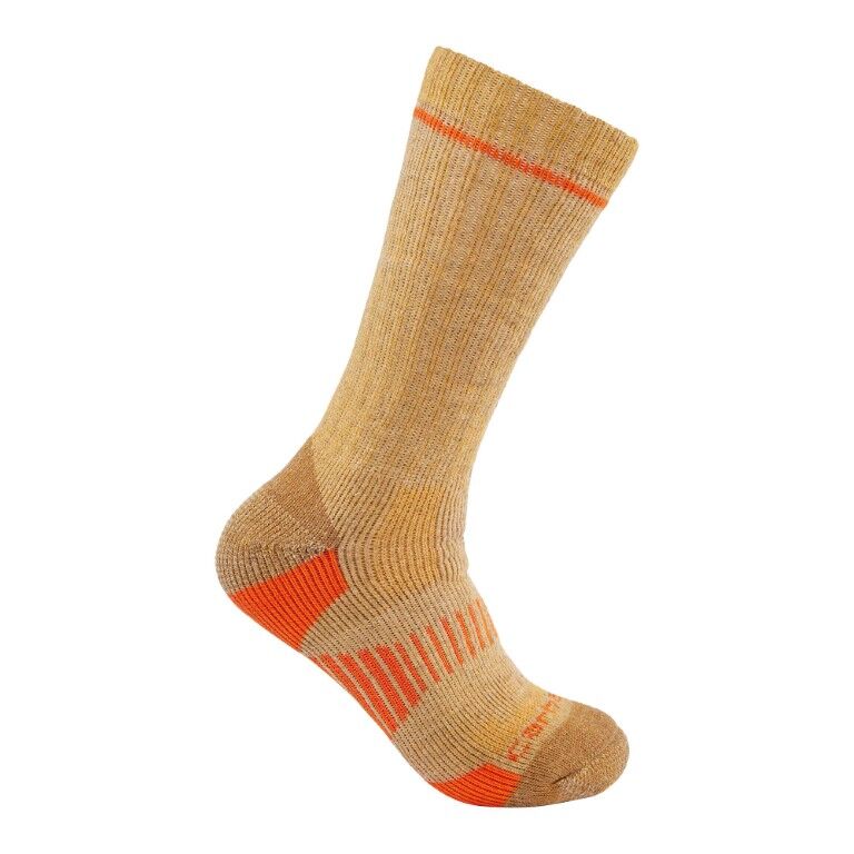 Carhartt Men's Midweight Synthetic-Wool Blend Boot Sock 2-Pk in Khaki