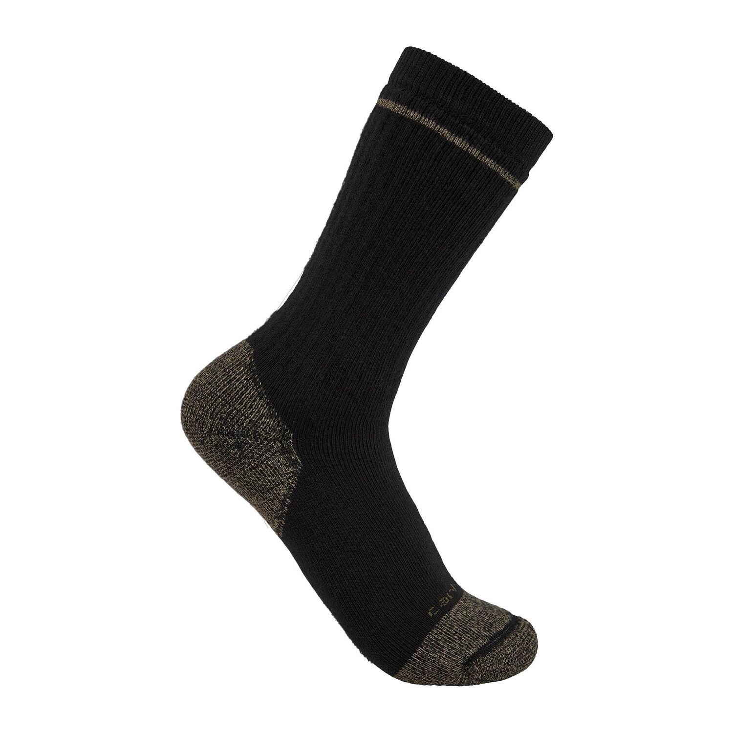 Carhartt Men's Midweight Cotton Blend Steel Toe Boot Sock 2-Pk in Black