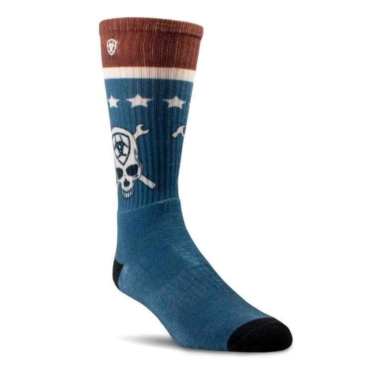 Ariat Men's Patriot Graphic Crew Work Sock, 2-Pk