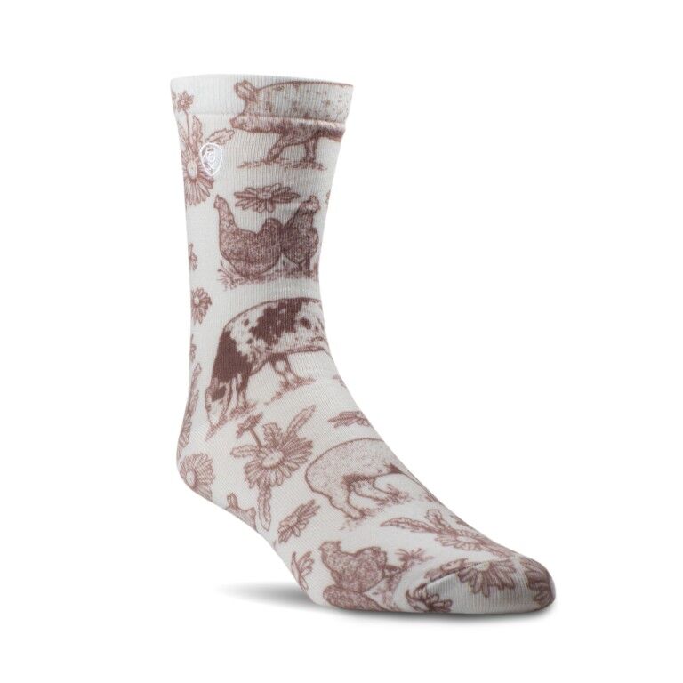 Ariat Women's Barnyard Friends Crew Sock, 2-Pk