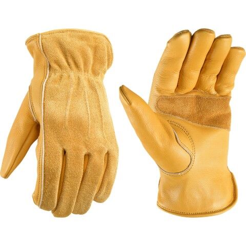 Wells Lamont Women's Cowhide Leather Shirred Wrist Gloves in Gold