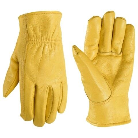 Wells Lamont Kids' Cowhide Leather Shirred Wrist Gloves in Gold