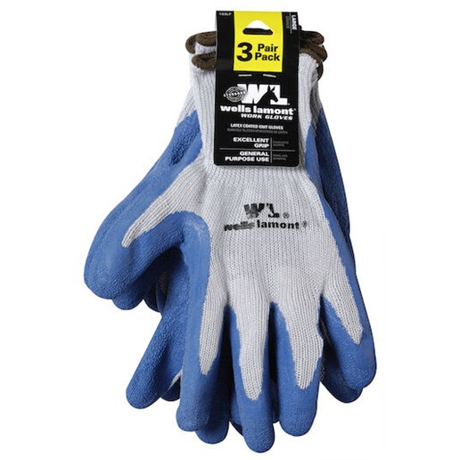 Wells Lamont Men's Latex Gloves (3-Pack) - Blue, M