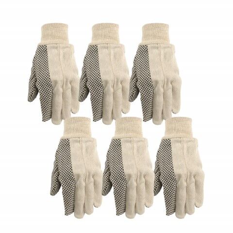 Wells Lamont Men's Dotted Canvas Basics 6-Pk in White - Gloves