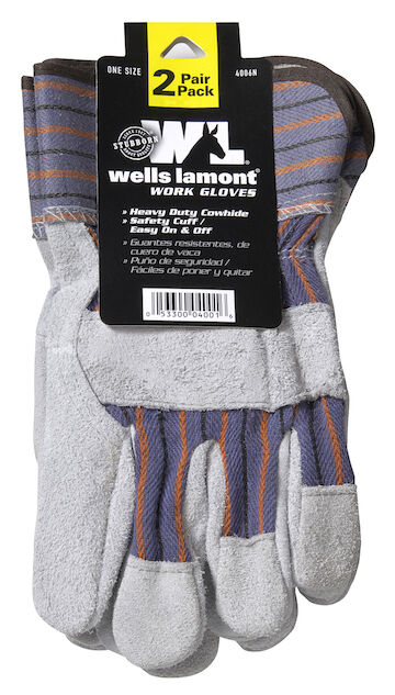 Wells Lamont Men's Suede Leather Palm (2-Pack) Gloves - Grey, One Size Fits All