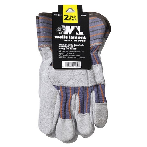 Wells Lamont Men's Suede Leather Palm (2-Pack) Gloves - Grey, One Size Fits All
