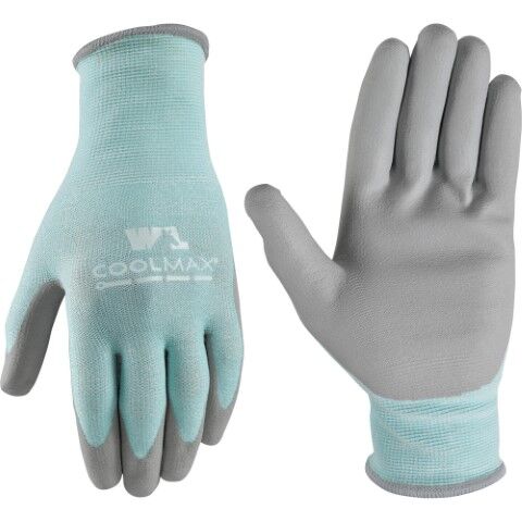 Wells Lamont Women's COOLMAX PU Coated Grip Gloves in Light Blue