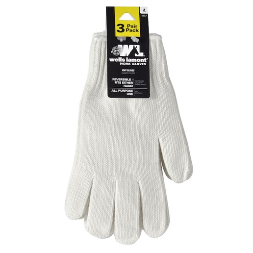 Wells Lamont Men's String Knit 3 Pack Gloves in White