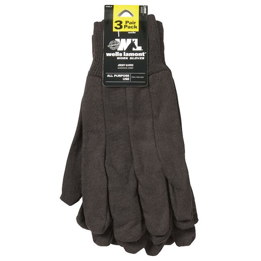 Wells Lamont Men's Wearpower Standard Jersey Gloves (3-Pack) - Dark Brown, L