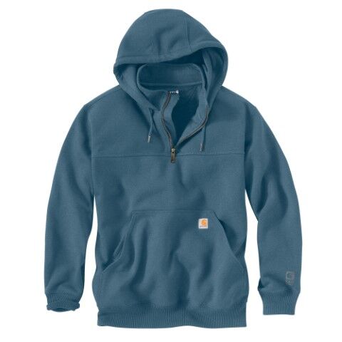 Carhartt Men's Rain Defender Loose Fit Heavyweight 1/4 Zip Hoodie in Storm Blue Heather