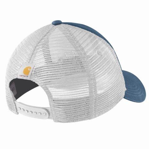 Carhartt Men's Canvas Mesh Back Logo Graphic Cap in Alpine Blue
