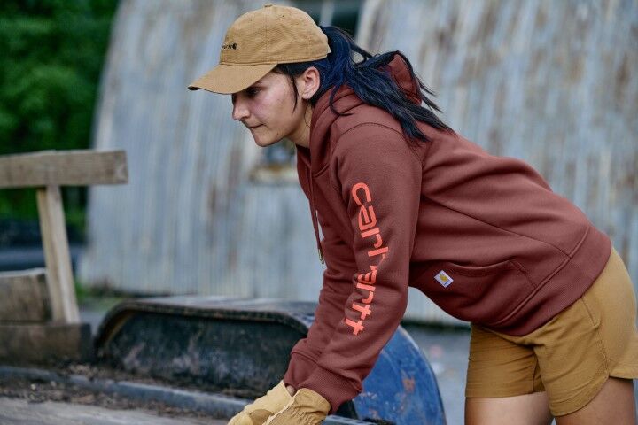 Carhartt Women's Relaxed Fit Midweight Logo Sleeve Graphic Sweatshirt