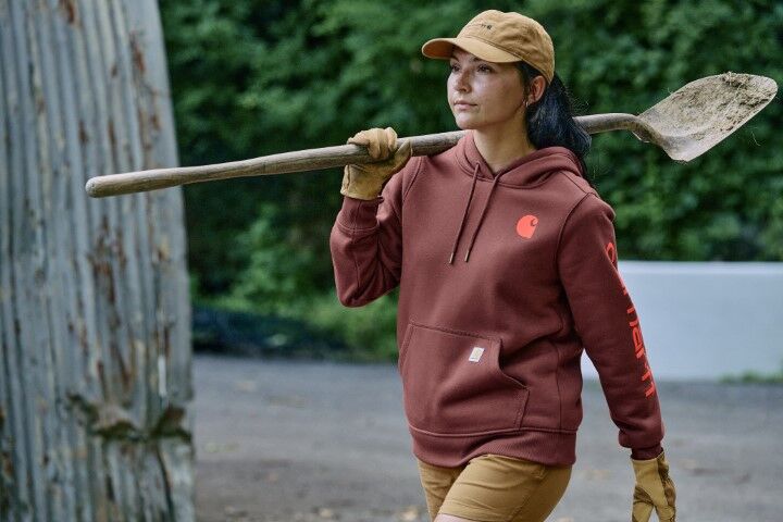 Carhartt Women's Relaxed Fit Midweight Logo Sleeve Graphic Sweatshirt