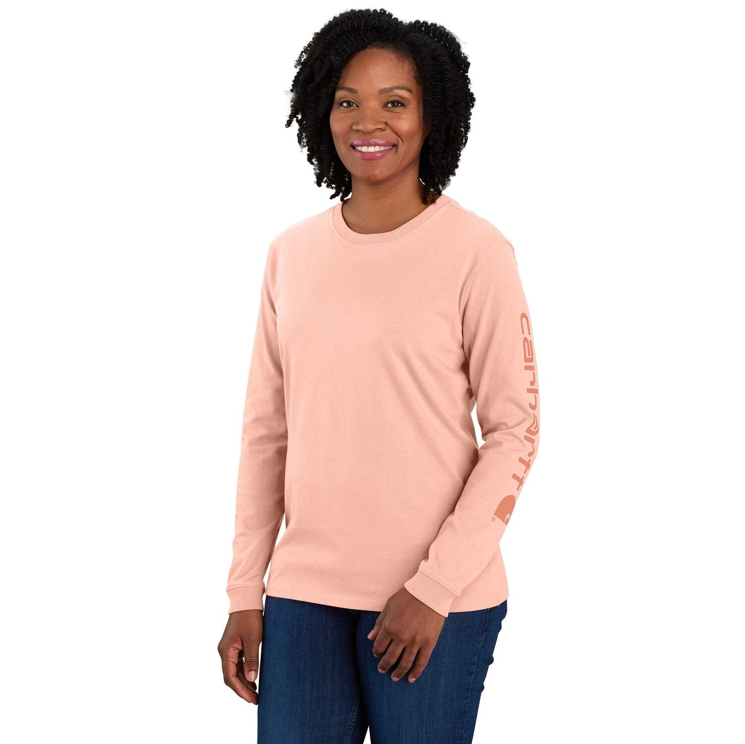 Carhartt Women's Loose Fit Heavyweight Long Sleeve Logo Sleeve Graphic T-Shirt