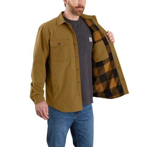 Carhartt Men's Rugged Flex Relaxed Fit Canvas Fleece Lined Shirt Jac