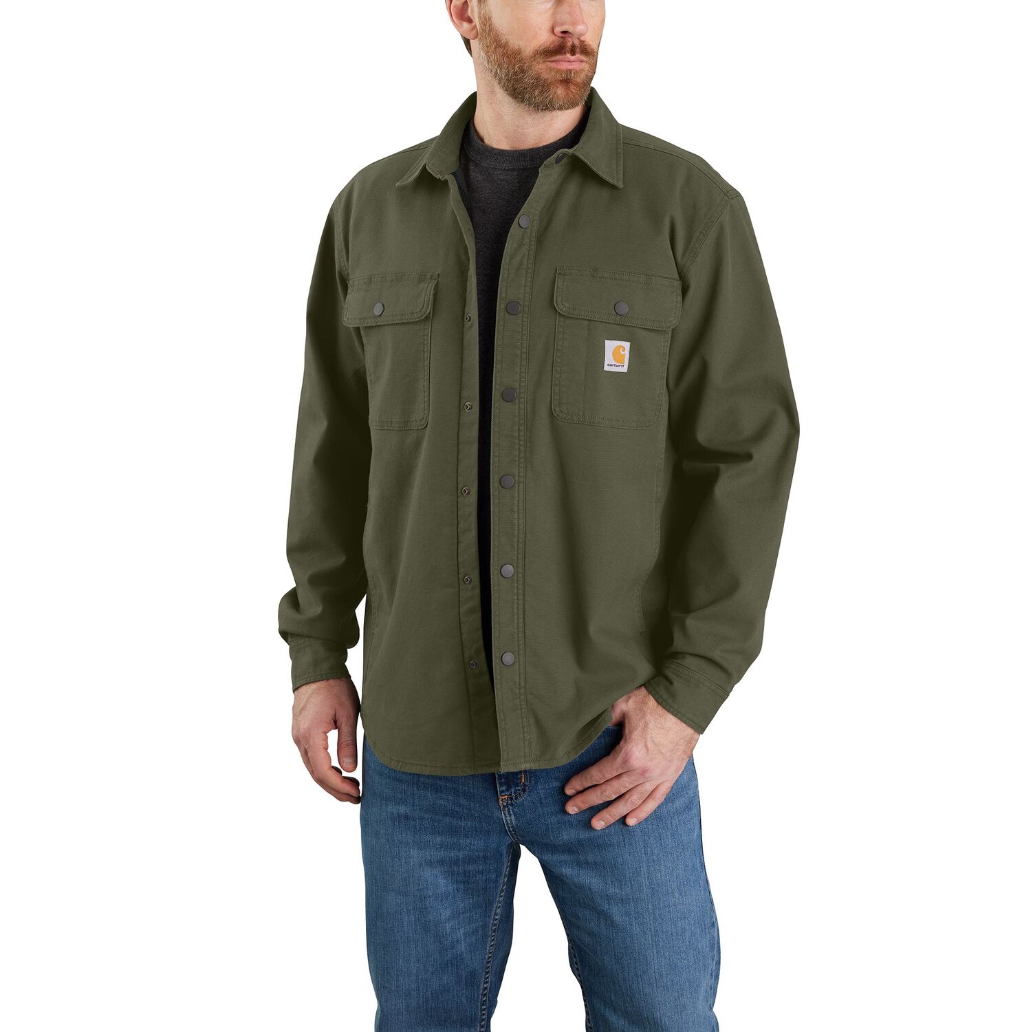 Carhartt Men's Rugged Flex Relaxed Fit Canvas Fleece Lined Shirt Jac