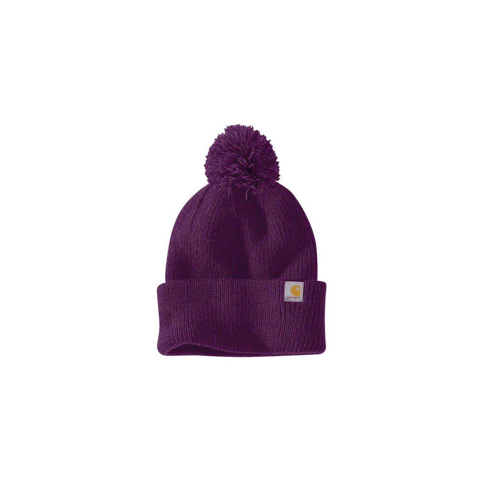 Carhartt Women's Knit Pom-Pom Cuffed Beanie in Eggplant Coastal