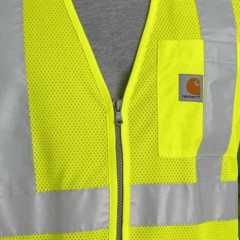 Carhartt Men's High Visibility Mesh Multi Pocket Class 2 Vest in Brite Lime