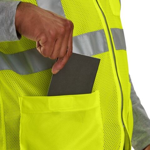 Carhartt Men's High Visibility Mesh Multi Pocket Class 2 Vest in Brite Lime