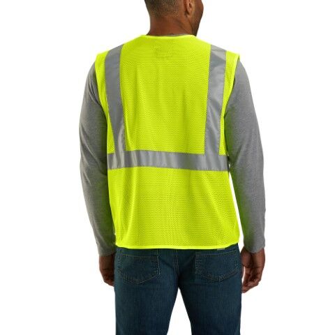 Carhartt Men's High Visibility Mesh Multi Pocket Class 2 Vest in Brite Lime