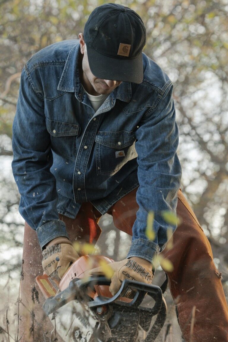 Carhartt Men's Montana Relaxed Fit Midweight Denim Long-Sleeve Snap Front Shirt