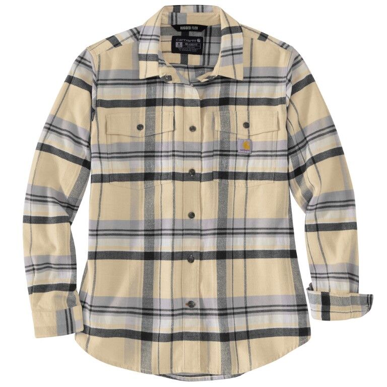 Carhartt Women's Tencel Fiber Series Relaxed Fit Long Sleeve Flannel Shirt in Oat Milk