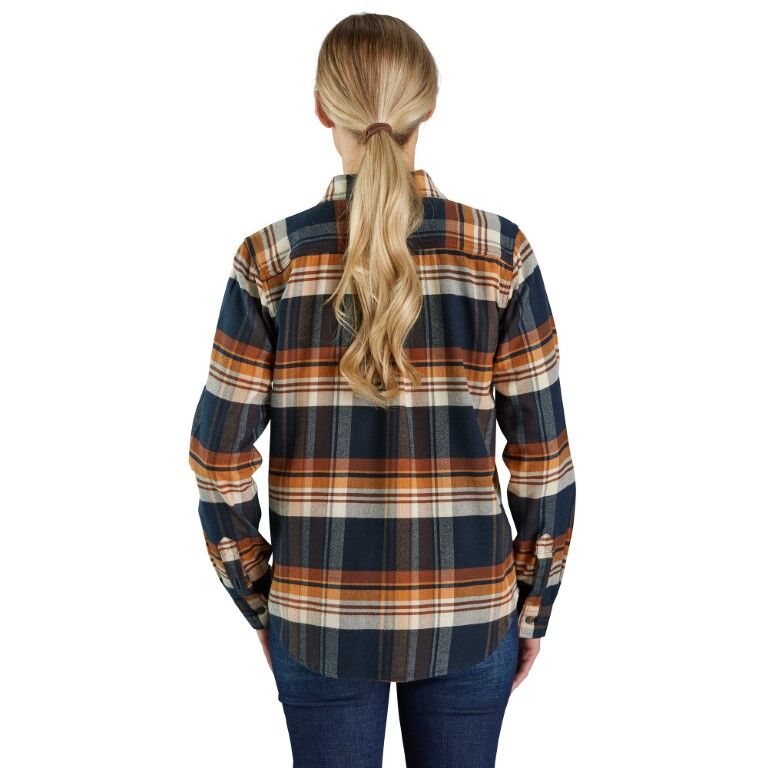 Carhartt Women's Tencel Fiber Series Relaxed Fit Long Sleeve Flannel Shirt in Navy