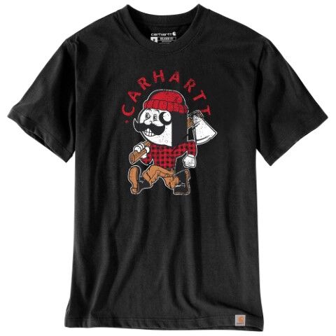Carhartt Men's Relaxed Fit Lightweight Short Sleeve Lumberjack Graphic T-Shirt in Black