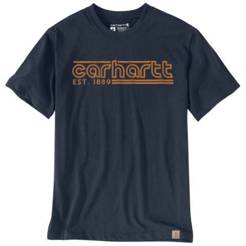 Carhartt Men's Relaxed Fit Lightweight Short Sleeve Logo Graphic T-Shirt in Navy