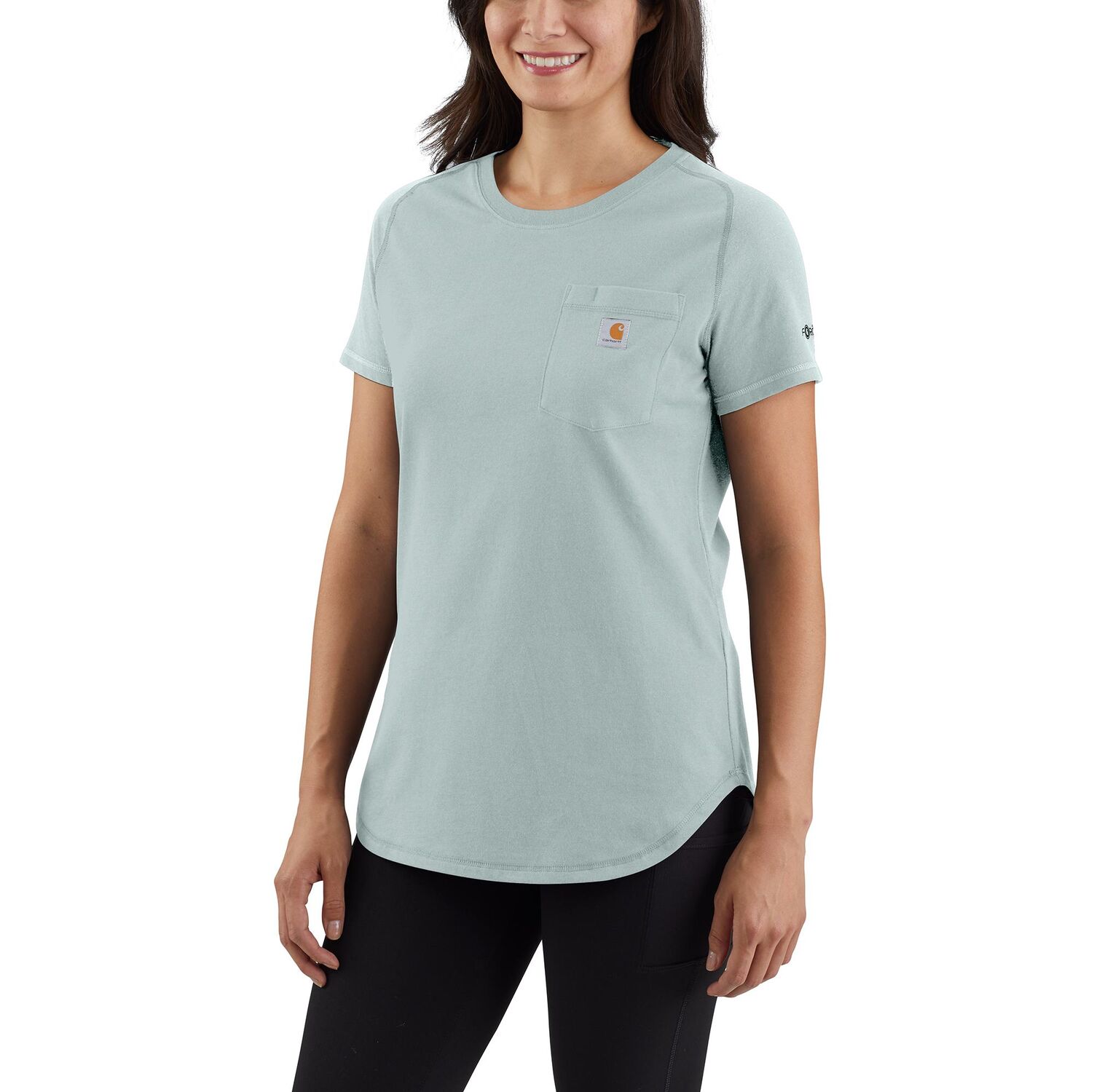 Carhartt Women's Carhartt Force Relaxed Fit Midweight Pocket T-Shirt in Dew Drop
