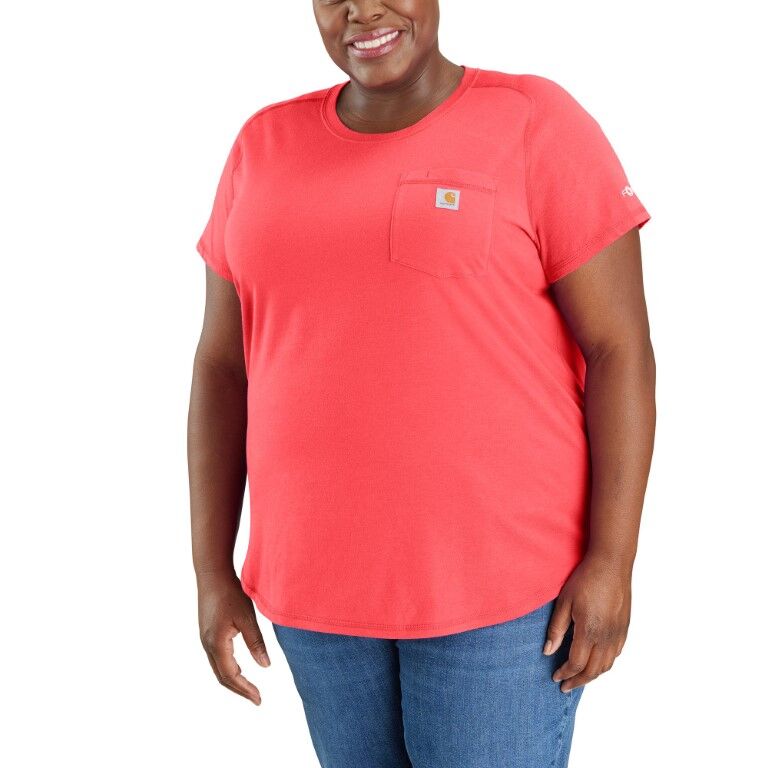 Carhartt Women's Carhartt Force Relaxed Fit Midweight Pocket T-Shirt in Coral Glow
