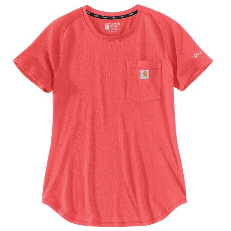 Carhartt Women's Carhartt Force Relaxed Fit Midweight Pocket T-Shirt in Coral Glow