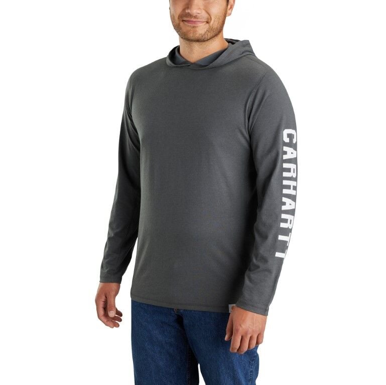 Carhartt Men's Carhartt Force Relaxed Fit Long Sleeve Logo Graphic Hooded T-Shirt