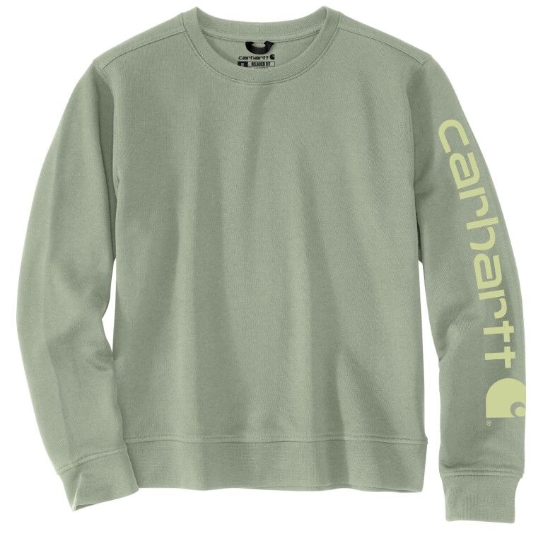 Carhartt Women's Relaxed Fit Midweight Graphic Crewneck Sweatshirt in Frosted Balsam