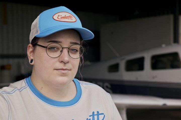 Carhartt Women's Graphic Trucker Hat in Engineer Blue